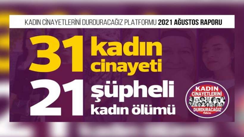 Ağustos ayında 31 kadın erkekler tarafından öldürüldü