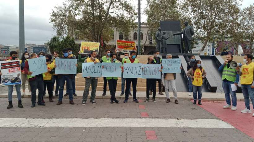 İstanbulda yürüyüşleri engellenen Soma işçilerine destek eylemi