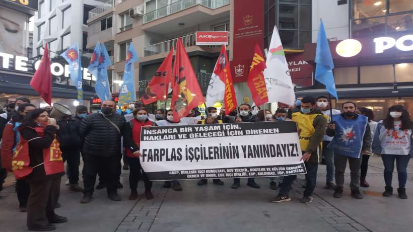 İzmirden direnen Farplas işçilerine destek eylemi!