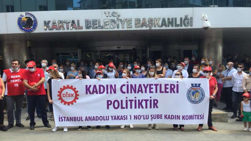 Kartalda işçiler kadın cinayetlerini protesto edildi