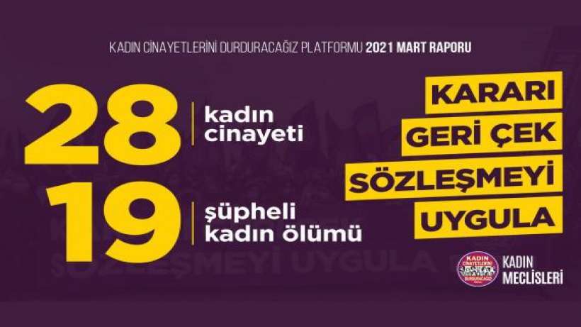 Mart ayında 28 kadın katledildi, 19 kadın şüpheli şekilde yaşamını yitirdi