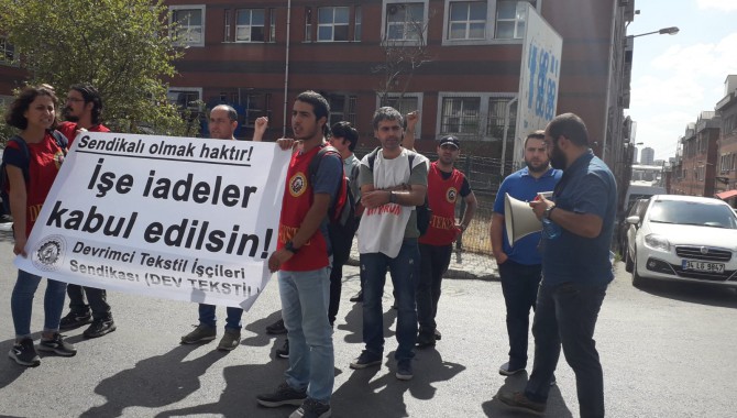 “Sendikalı olmak haktır! İşe iadeler kabul edilsin!”