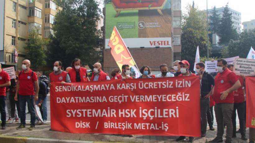 Süresiz izne çıkarılan Systemair HSK işçilerinden eylem