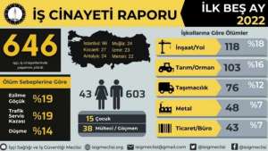 2022'nin ilk 5 ayında 646 işçi katledildi