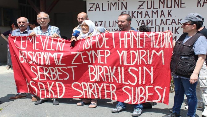 Tutuklanan PSAD Sarıyer Şube Başkanı Zeynep Yıldırım için ı oturma eylemi